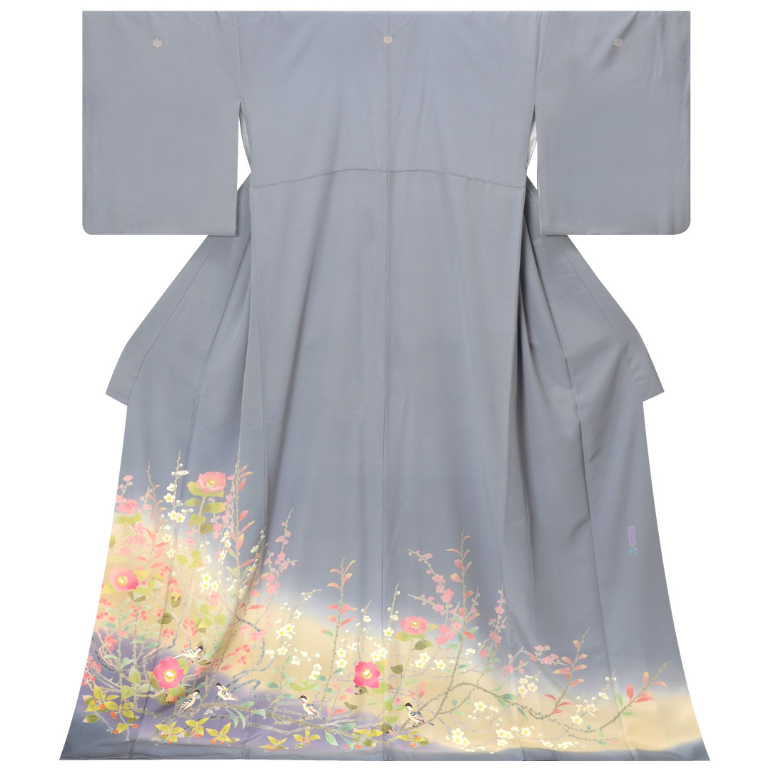 色留袖:E237 加賀友禅 草花と小鳥たち☆| 色留袖レンタル 色留袖:E237 加賀友禅 草花と小鳥たち☆| 色留袖レンタル