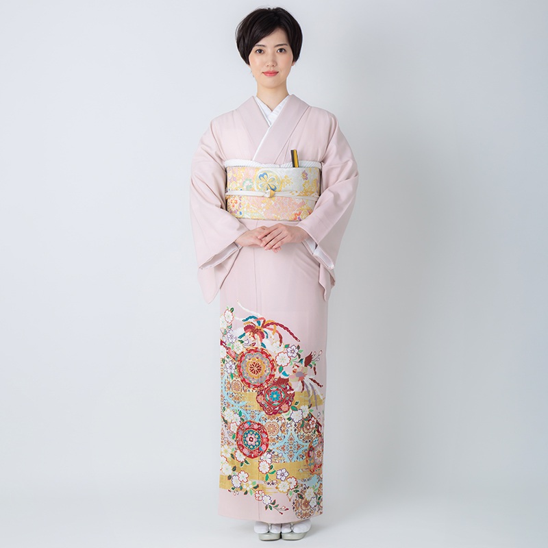 色留袖：E247 ジャパンスタイル ピンク 華紋に鳳凰| 色留袖レンタル