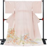 色留袖：E272 薄ピンク 流れ熨斗に貝桶 四君子| 色留袖レンタル