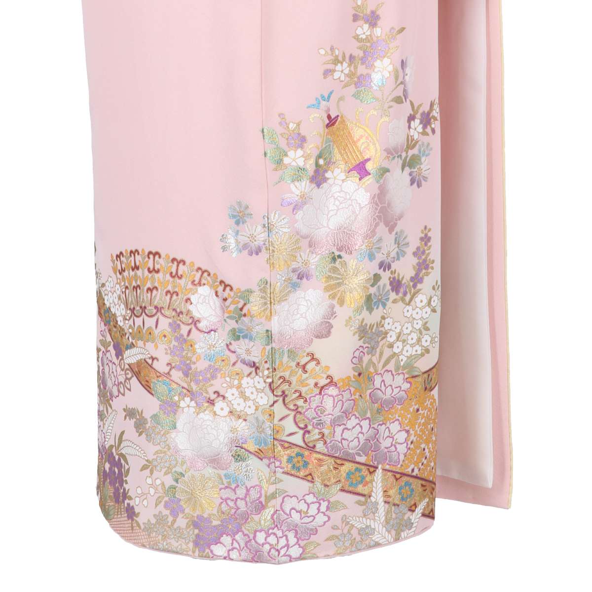 色留袖：E275 桂由美 薄ピンク 薔薇花束| 色留袖レンタル │ 京都着物