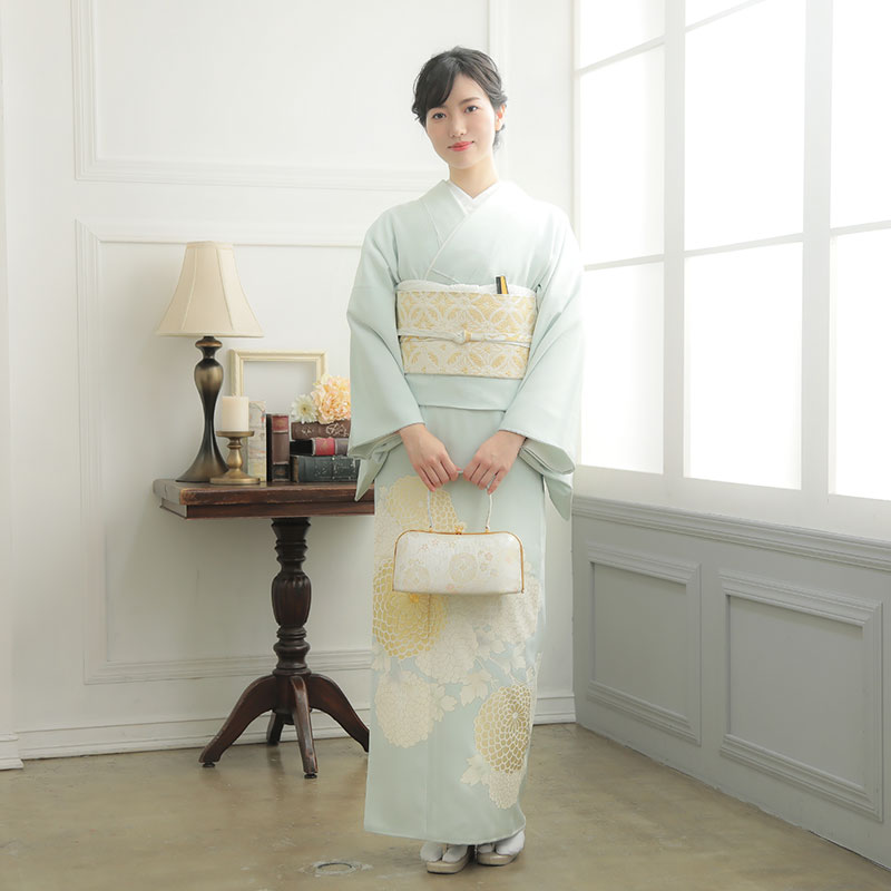 色留袖:E281 吉澤の友禅 水色 万寿菊| 色留袖レンタル │ 京都着物 色留袖:E281 吉澤の友禅 水色 万寿菊| 色留袖レンタル │ 京都着物