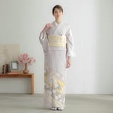 BY5391 梅鼠　色留袖　着物　正絹　結婚式　受賞式　比翼仕立　七宝に花菱 色留袖：E293 桂由美 藤鼠 菊に唐草七宝(E296)| 色留袖レンタル