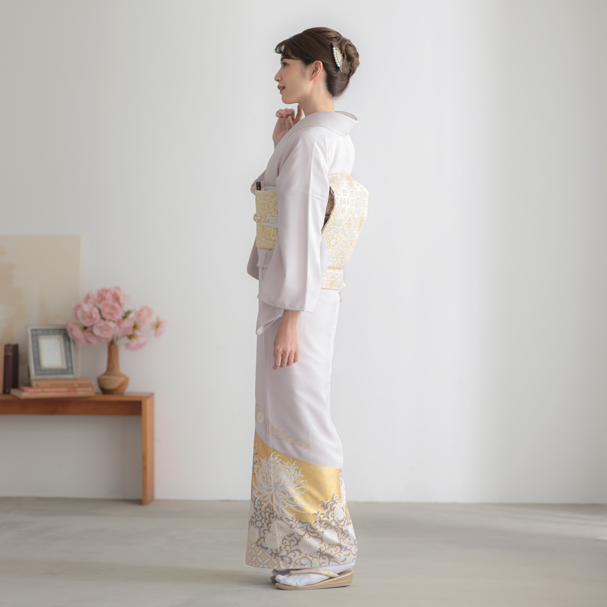 【着物】色留袖 暈かし 流水文 ちりめん 一つ紋 身丈約162.5cm 裄丈約64.5cm 24Z-1885 色留袖レンタル | 流水色紙文 薄ブルー(miit_200) 結婚式・叙勲用 流水