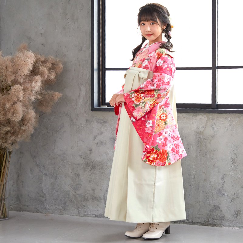 小学生袴:A039 ピンク 桜に花紋(G639)│ 袴レンタル │ 京都着物