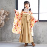 小学生袴:A076 クリーム 桜にねじり梅│ 袴レンタル │ 京都着物