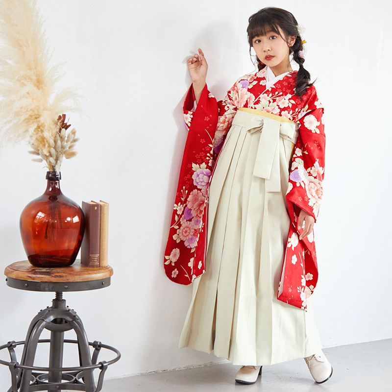 小学生袴:A113 赤 菊桜牡丹│ 袴レンタル │ 京都着物レンタル夢館 小学生袴:A113 赤 菊桜牡丹│ 袴レンタル │ 京都着物レンタル夢館
