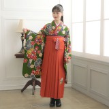 小学生袴:A119 九重 緑 ねじり梅に桜│ 袴レンタル │ 京都着物