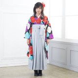 小学生袴:A149 紅一点 黒 カラフル梅│ 袴レンタル │ 京都着物 