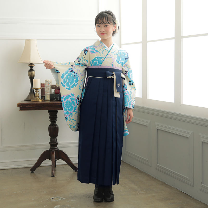 小学生袴:A156 クリーム色 桜│ 袴レンタル │ 京都着物レンタル夢館