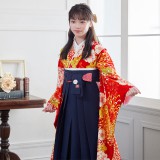 小学生袴:A307 ジャパンスタイル 赤 ちはやふる × JAPAN STYLE 菊牡丹