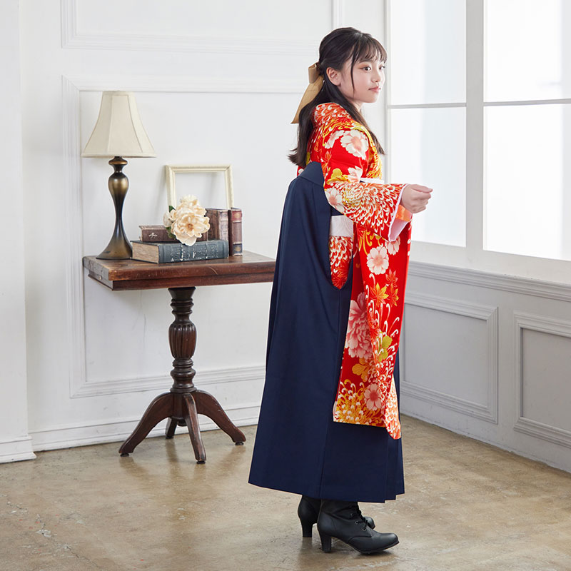 小学生袴:A307 ジャパンスタイル 赤 ちはやふる × JAPAN STYLE 菊牡丹 