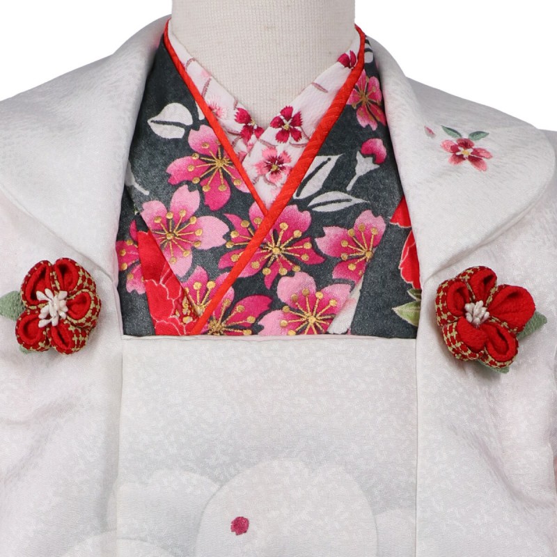 507ag6◎七五三 三歳 女児 着物&被布 金銀彩 鞠蝶枝垂れ桜◎ 507ag6◎七五三 三歳 女児 着物&被布 金銀彩 鞠蝶枝垂れ桜◎ 季節・