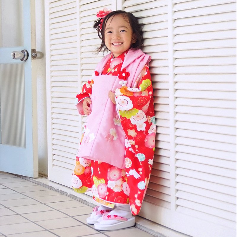 3歳 JAPAN STYLEピンクうさぎ 七五三 被布セット