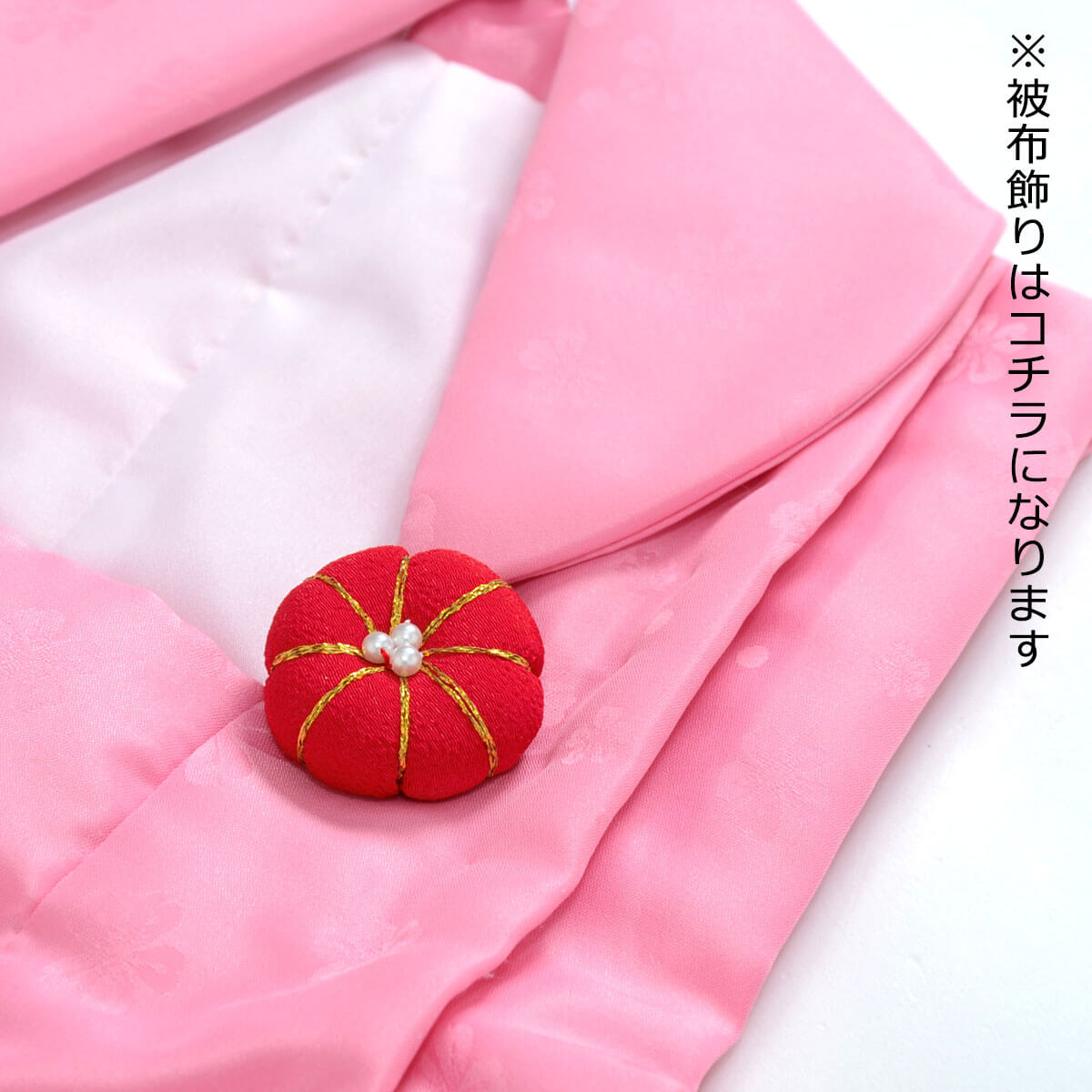 七五三被布 : K021 【三歳女児被布】ピンク×赤 梅とうさぎ(宅