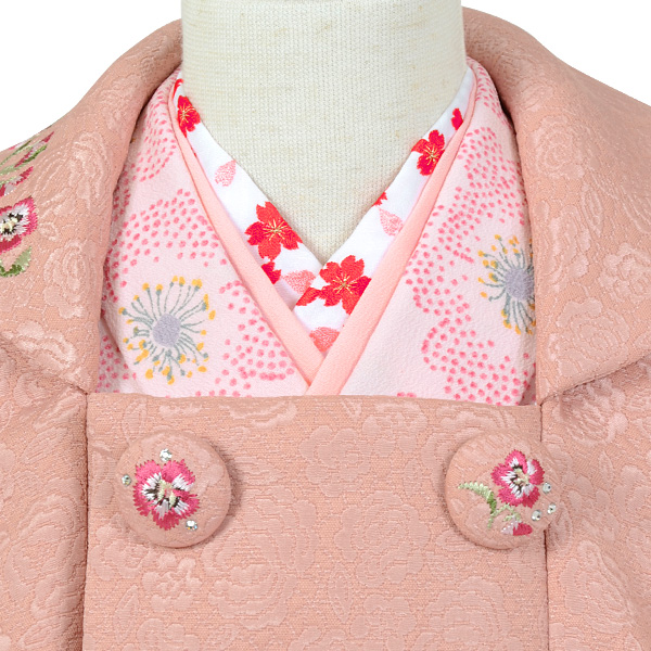 七五三被布 : JILL STUART K036 【三歳女児被布】ピンク 刺繍菫の花