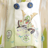 七五三 三歳 男児 被布着物フルセット 陽気な天使 兜 緑 NO39642-02 3歳男の子七五三着物レンタル｜ 被布セット「陽気な天使」 黒地に祝い