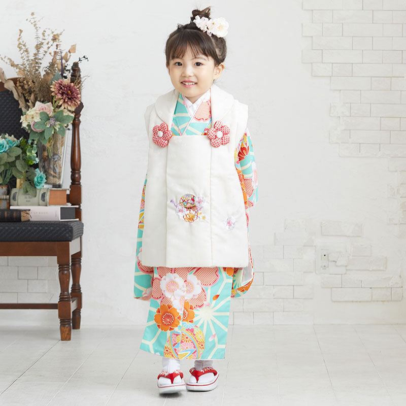 ハンドメイド＊【花舞】チュールとパールのふんわり被布＊七五三＊753