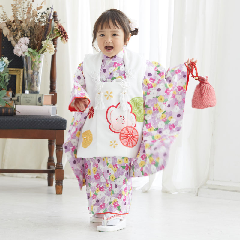 七五三 女の子　3歳 七五三 女の子 着物 3歳 8点セット 被布 5柄 2023 赤 ピンク