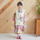 七五三＊3歳～5歳女児 鈴と雲 白地 子供着物 正絹 祝着晴れ着＊8RY11 七五三＊3歳～5歳女児 鈴と雲 白地 子供着物 正絹 祝着晴れ着