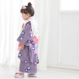 七五三被布 : K116 【三歳女児被布】総絞り 紫×白 手毬に熨斗と梅