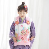 503ag100◎七五三 三歳 女児 着物&被布 部分絞り 梅 籠花 白◎