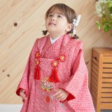 七五三被布 : K123 【三歳女児被布】【正絹】赤 総絞り手毬に桜×赤