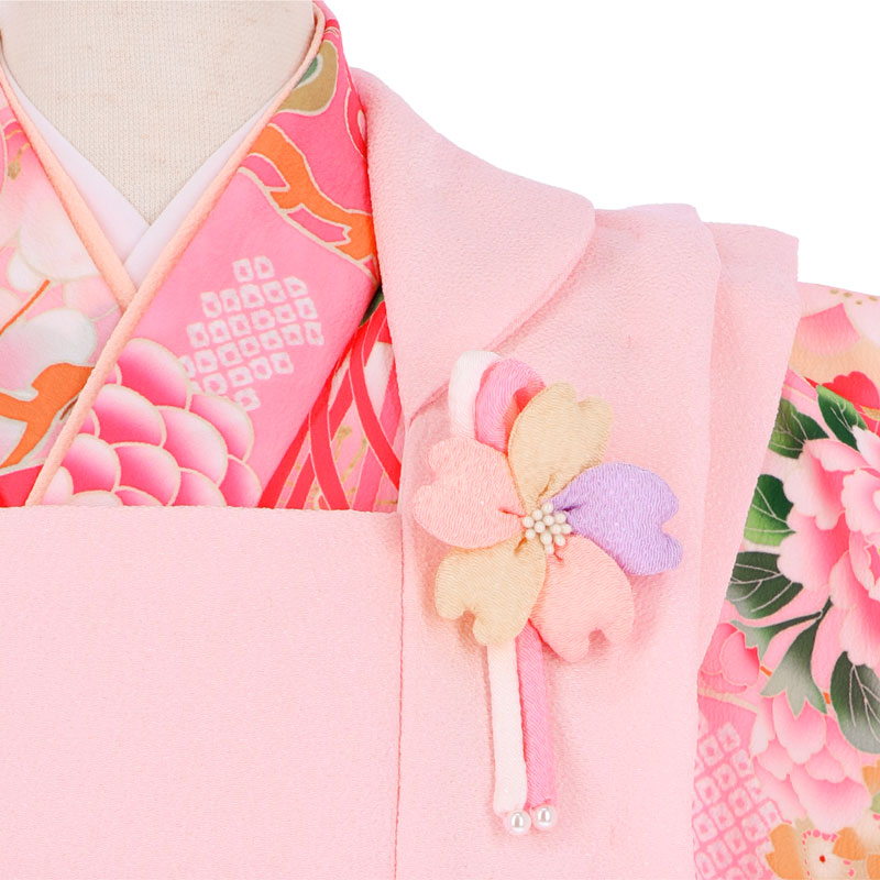 七五三被布 : 式部浪漫 K159 【三歳女児被布】淡ピンク花々