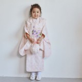 七五三被布 : Kami Shibai K165 【三歳女児被布】クリーム菫×薄ピンク