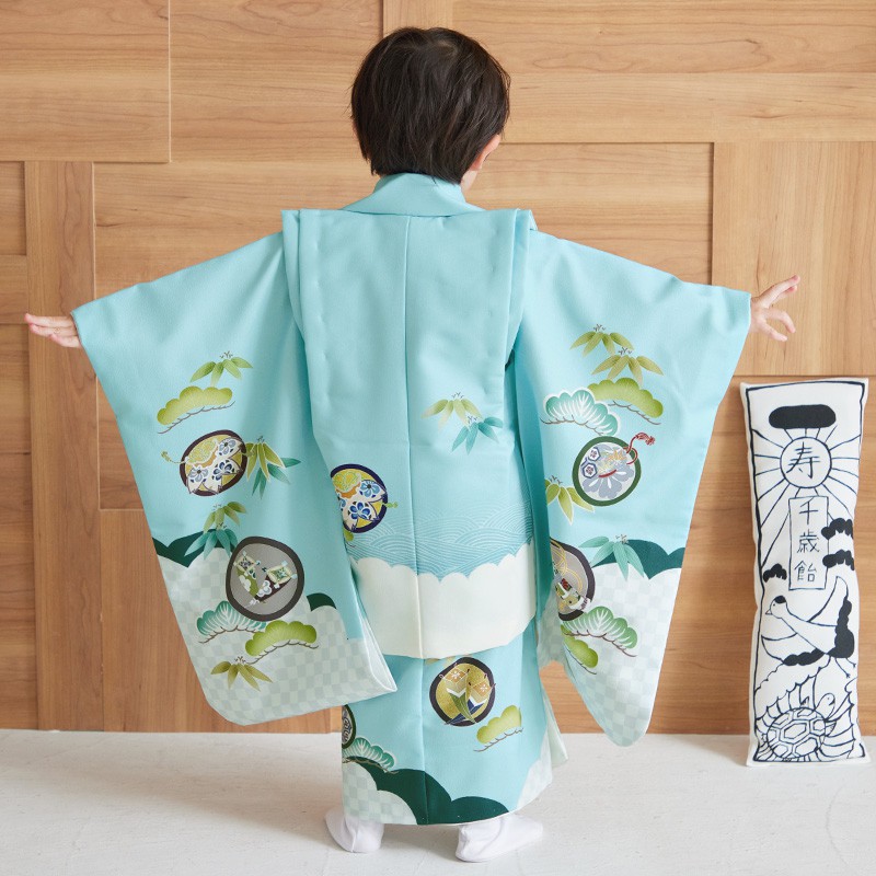 7歳セット♡七五三　男の子　一式　水色　兜 楽天市場】【レンタル】[七五三 着物 3歳]男の子「K121 水色兜