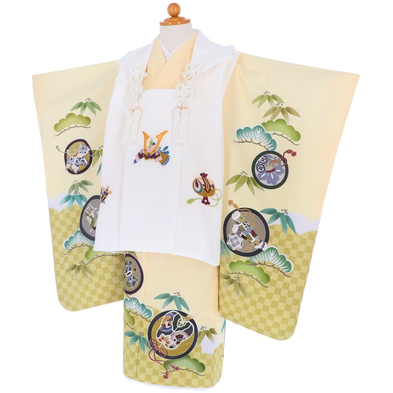 七五三被布 : K178 【三歳男児被布】白兜×クリーム丸文(K246