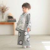 七五三被布 : K208 【三歳男児被布】【正絹】総絞り グレー 七五三被布 : K208 【三歳男児被布】【正絹】総絞り グレー