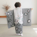 七五三３歳男の子正絹総絞り手縫いの被布（グレー） 七五三3歳男の子正絹総絞り手縫いの被布（グレー）