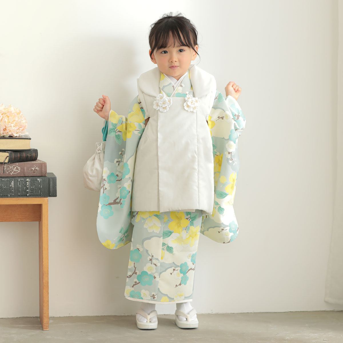 ○３歳用被布（七五三）柄合わせ雲　水色 ○3歳用被布（七五三）柄合わせ雲 水色