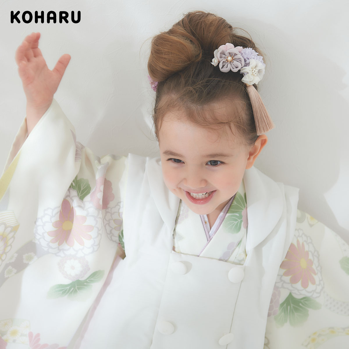 七五三被布 : KOHARU K239 【三歳女児被布】白x白菊熨斗目 | 七五三