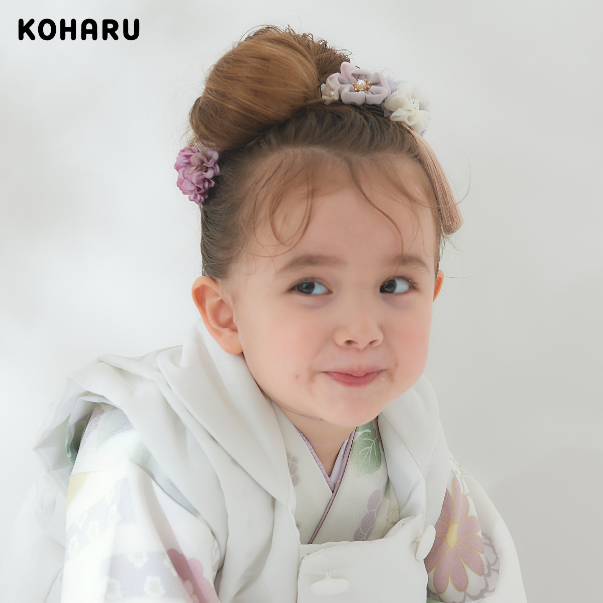 七五三被布 : KOHARU K239 【三歳女児被布】白x白菊熨斗目 | 七五三