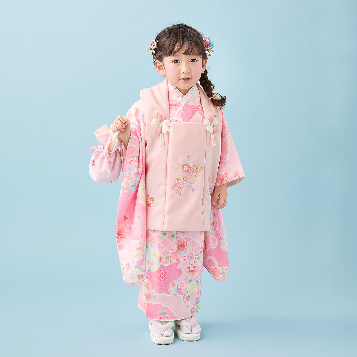 あゆぞう様専用 子供着物 3才 被布セット ピンク 307 あゆぞう 子供着物