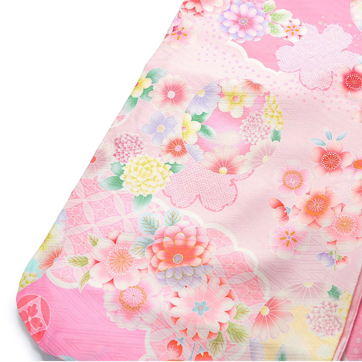 七五三被布 : 式部浪漫 K267 【三歳女児被布】薄ピンク熨斗束×ピンク花