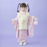 七五三被布 : 式部浪漫 K270 【三歳女児被布】アイボリー熨斗束×藤花