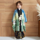 男児袴：BY030 【五歳】青×緑 鷹に熨斗(BY058) 七五三男児袴レンタル