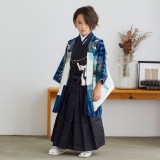 男児袴：BY032 【五歳】紺×白 鷹に刀剣と松 七五三男児袴レンタル