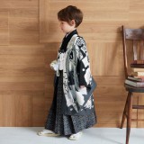男児袴：BY109 【五歳】黒熨斗束向い鷹×黒華花変り格子 七五三
