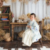 男児袴：BY157 【五歳】ICHIHA クリーム フラワー×白金縞 七五三男児袴