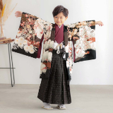 男児袴：BY162 【五歳】黒鷹に剣兜×黒丸亀甲 七五三男児袴レンタル