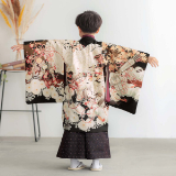 男児袴：BY162 【五歳】黒鷹に剣兜×黒丸亀甲 七五三男児袴レンタル