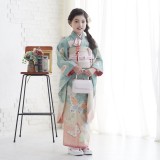 七五三七歳四つ身：N040 JILL STUART 薄緑 蝶々 | 七五三着物レンタル