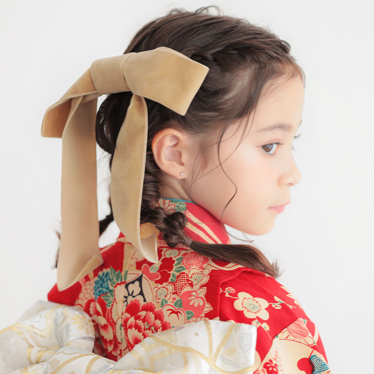 アンティーク四つ身 子ども着物 七五三 お雛祭りに 市松に花薬玉 大正