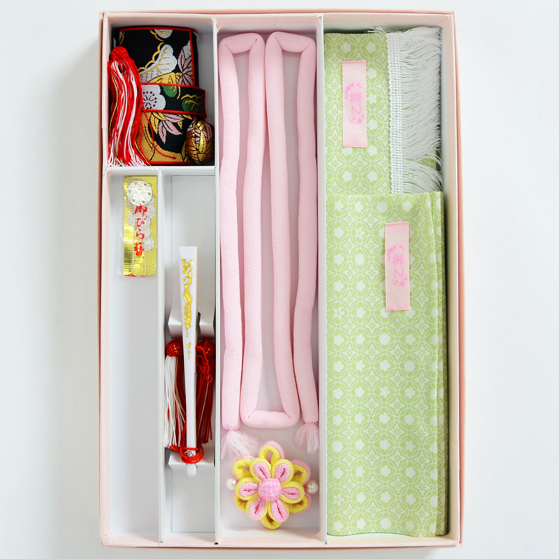 七五三七歳四つ身：N056 乙葉 ピンク 扇面松梅に牡丹 | 七五三着物