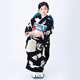 七五三七歳四つ身：N059 モダンアンテナ 黒 天使とお城 | 七五三着物