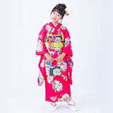 七五三七歳四つ身：N063 Shikibu Classic ピンク 花丸毬冊子本