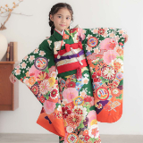 【新品正絹四ツ身着物】 七五三 正絹四つ身着物 絞り 刺繍 長襦袢セット 7歳用 七五三
